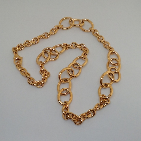 Moda Al Massimo 18k Yellow Gold over Bronze Oversized Chain Link Necklace - Picture 2 of 7